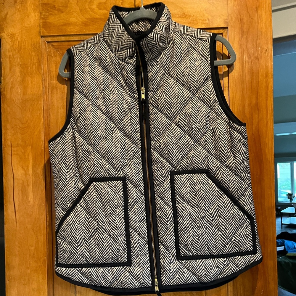 This is a Jcrew puffer vest from last season. Only warn once! Great black design